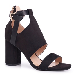 Vinceza Sandálias femininas de salto alto e palmas das mãos negras preto 1