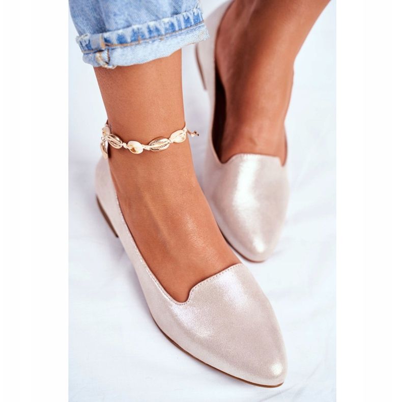 Bailarinas Femininas Sergio Leone Bege Ouro BL610 dourado 2