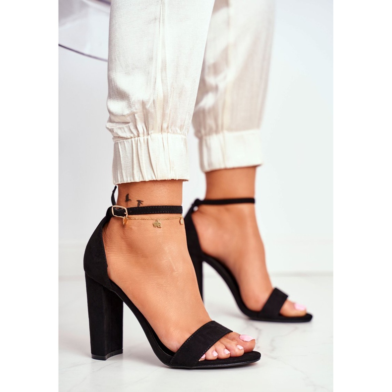 ADY Sandálias femininas com salto em camurça preta anastasie preto 1