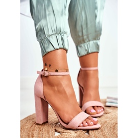 ADY Sandálias femininas com salto em camurça rosa anastasie 1