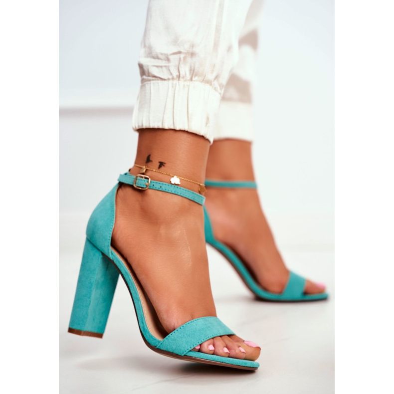 ADY Sandálias femininas com salto em camurça verde anastasie 2