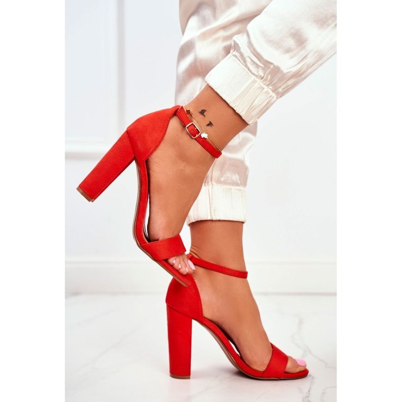 FW1 Sandálias femininas com salto em camurça laranja anastasie 1