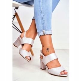 Sandálias femininas de salto alto Sergio Leone prata SK778 castanho multicolorido cinza 2