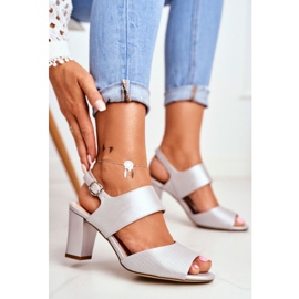 Sandálias femininas de salto alto Sergio Leone prata SK778 castanho multicolorido cinza 1