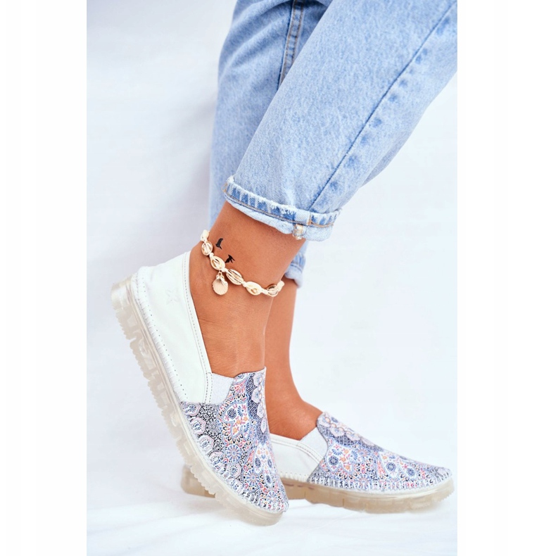 Maciejka couro maciejka feminino slip-ons branco 03512-46 multicolorido 2