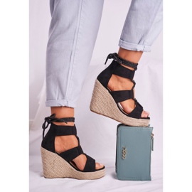 Bellucci Sandálias femininas em cunha Alpercatas pretas Beautiful One preto 2