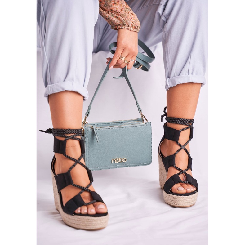 Bellucci Sandálias femininas em cunha Alpercatas pretas Beautiful One preto 1