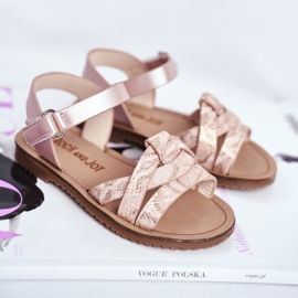 FRROCK Sandálias infantis com velcro para meninas rosa lilo 1