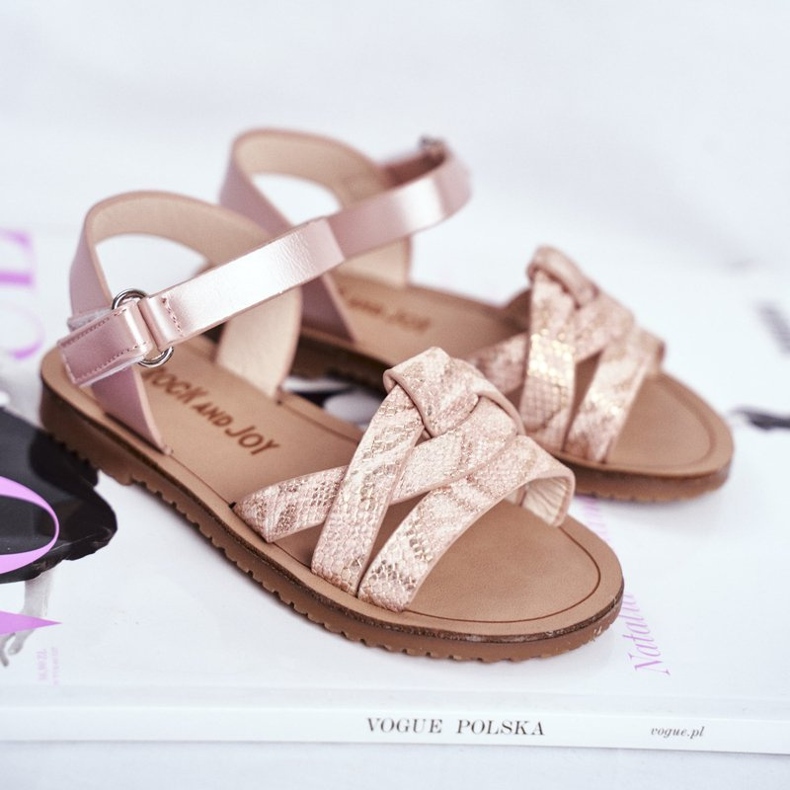 FRROCK Sandálias infantis com velcro para meninas rosa lilo 1