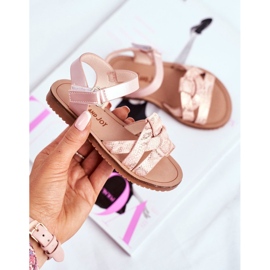 FRROCK Sandálias infantis com velcro para meninas rosa lilo 2