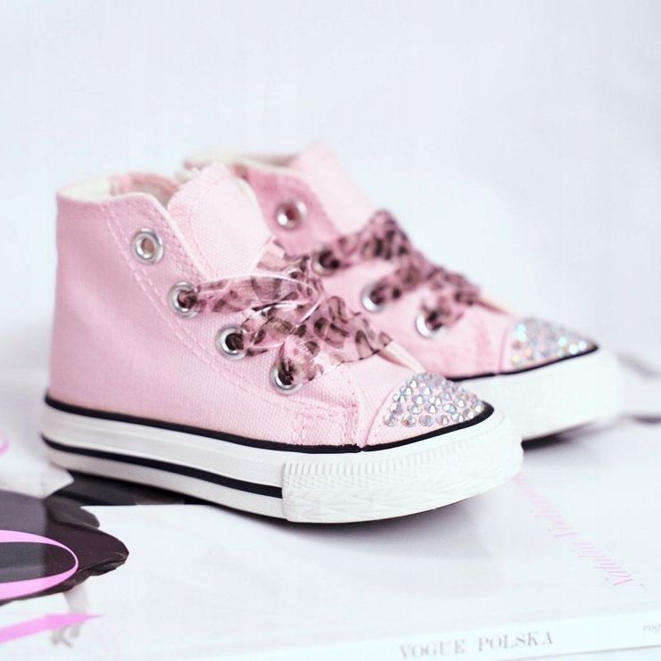 FRROCK Tênis infantil strass rosa alto sorriso 1