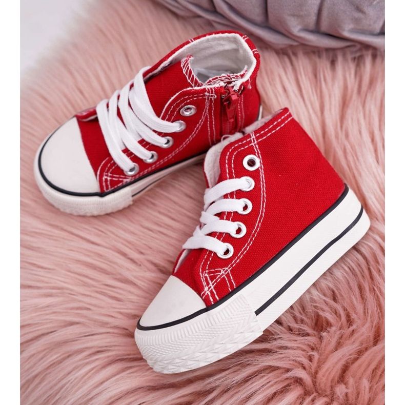 FRROCK Tênis alto clássico infantil com filemon vermelho com zíper 1