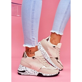 Sapatos esportivos femininos escondidos cunha bege Mollen 2