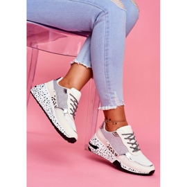 Sapatos esportivos femininos com sola grossa branca Nokien branco multicolorido 2