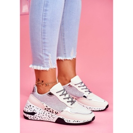 Sapatos esportivos femininos com sola grossa branca Nokien branco multicolorido 4