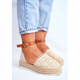 HAN Alpercatas femininas com plataforma de linho bege Palm Spring 1