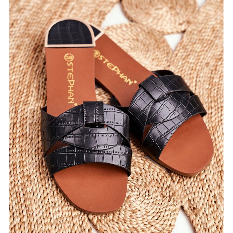 Chinelos Femininos Pele de Cobra Black Chance preto 1