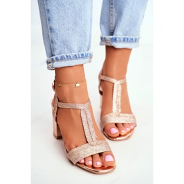 HAN Sandálias de salto feminino com glitter Champagne Perfecto rosa amarelo 2