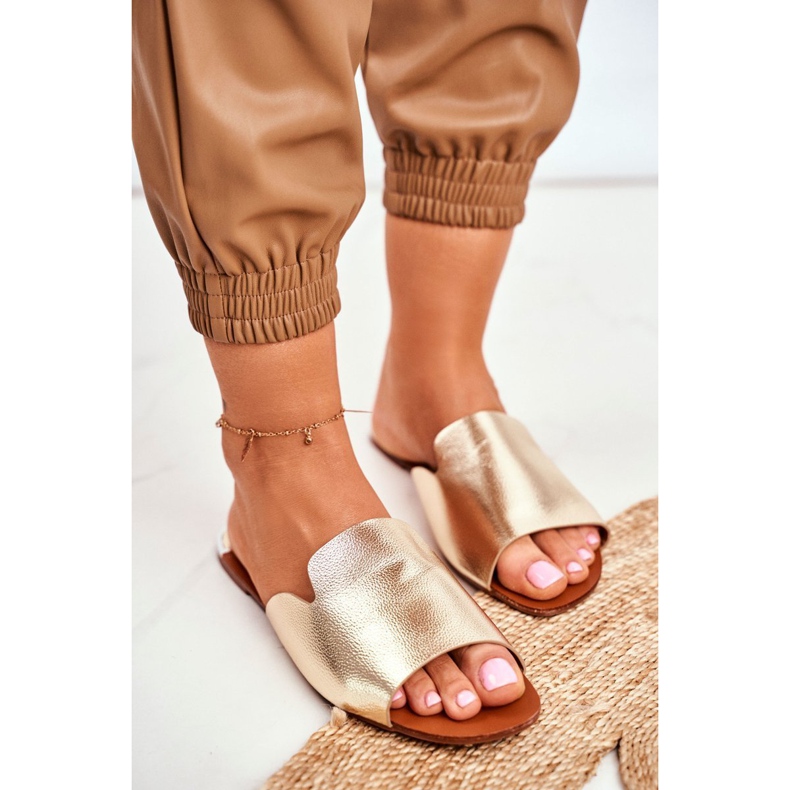 HAN Chinelos femininos de ouro liso Mimios dourado 1
