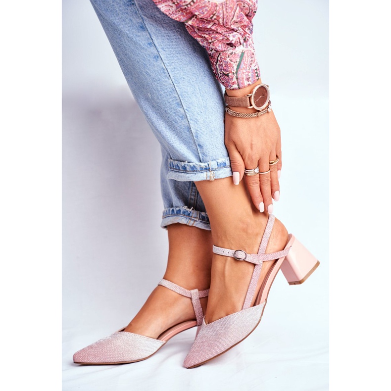 SEA Sapatos femininos de salto alto ouro rosa Alice multicolorido 2