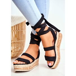 HAN Sandálias femininas na plataforma amarradas a Black La Favourite preto 2