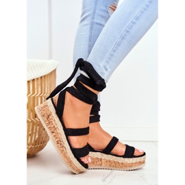 HAN Sandálias femininas na plataforma amarradas a Black La Favourite preto 1