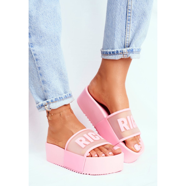 SEA Chinelos femininos na plataforma rosa rico 2