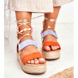 Alpercatas femininas na plataforma Tied Orange Fuerta laranja 2