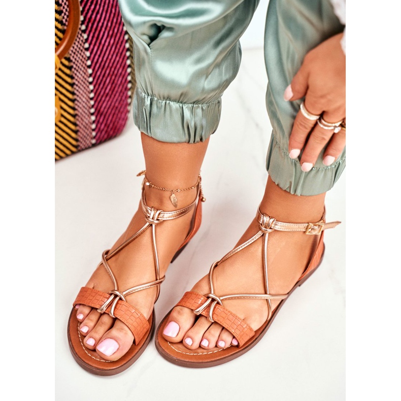 ADY Sandálias Alison Orange Flat Femininas laranja 2