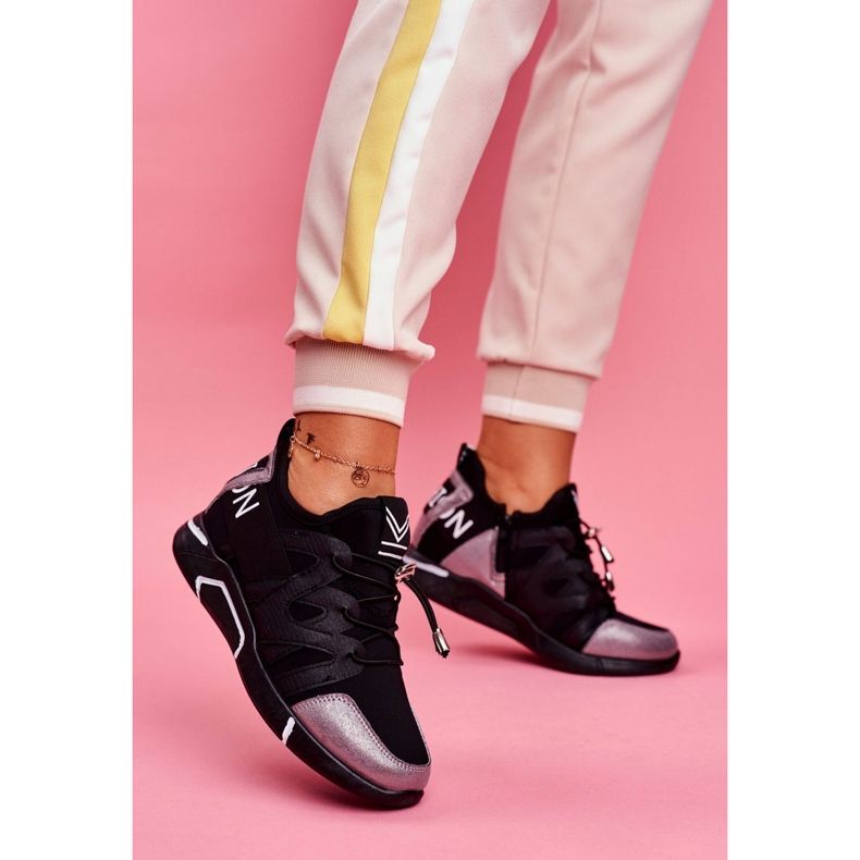 SEA Sapatos esportivos femininos com zíper e punho preto cinza Terfin 1