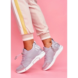 SEA Sapatos esportivos femininos com zíper e debrum em terfin cinza 2