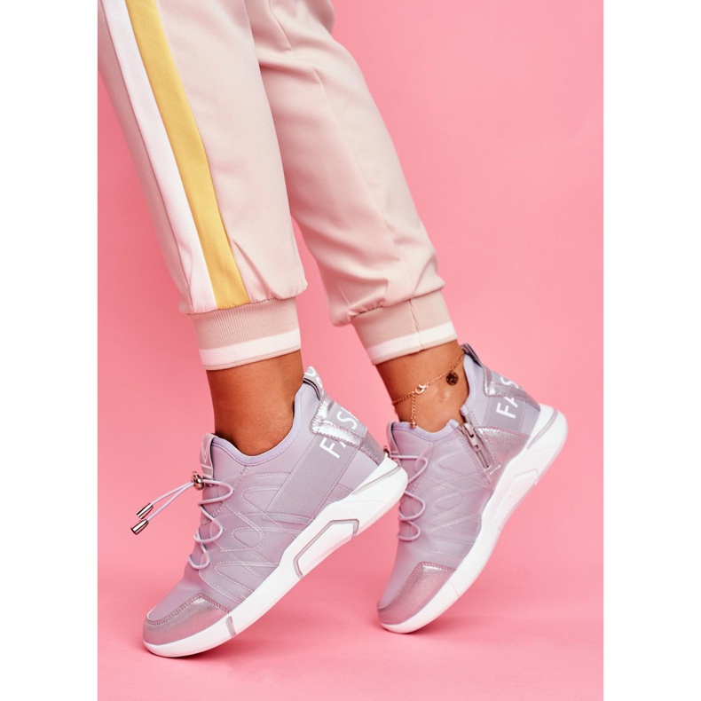 SEA Sapatos esportivos femininos com zíper e debrum em terfin cinza 2