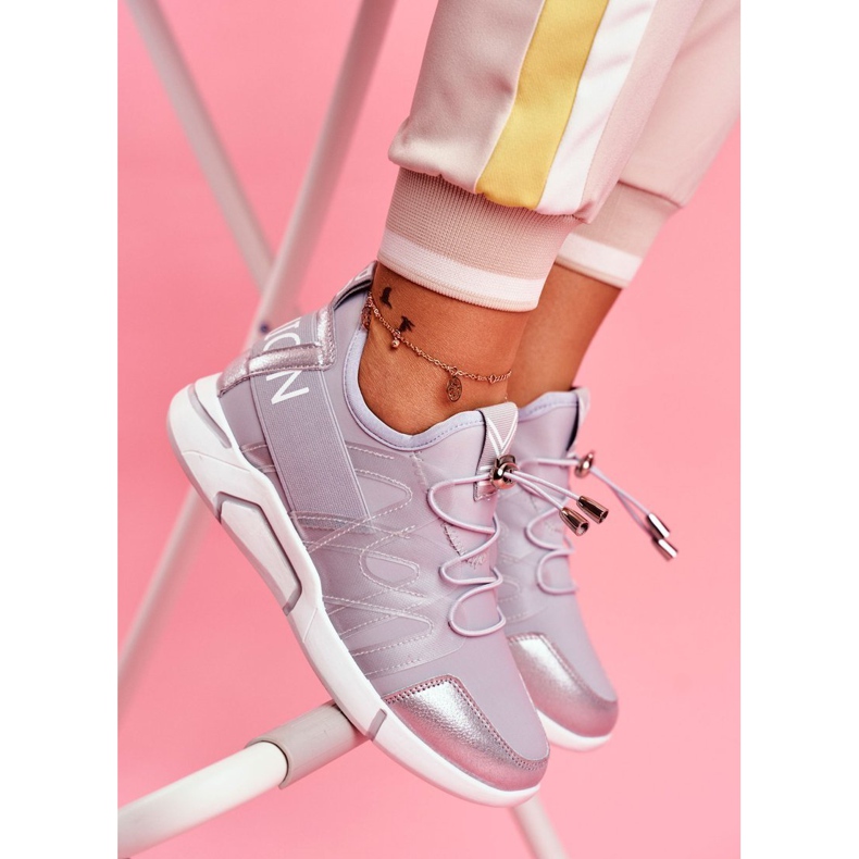 SEA Sapatos esportivos femininos com zíper e debrum em terfin cinza 1