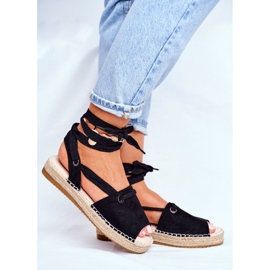 FRJ Alpercatas femininas em linho plataforma Black Monacoz preto 2