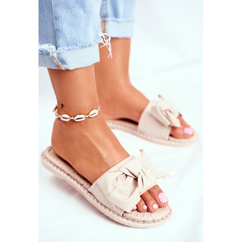 FRJ Chinelos Felicidade Bege Feminino com Laço 2