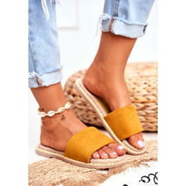 FRJ Chinelos de camurça clássicos femininos amarelos olhe para mim 2