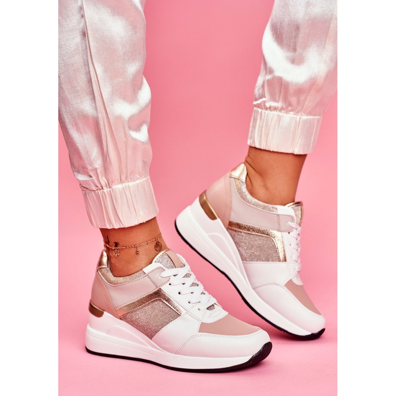 Moow Sapatos esportivos femininos. Tênis branco e rosa Dillion multicolorido amarelo 1