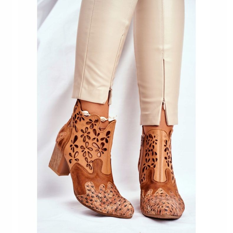 Botas femininas de salto alto Maciejka Spring Red 04369-29 marrom 2