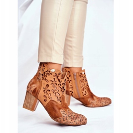 Botas femininas de salto alto Maciejka Spring Red 04369-29 marrom 1