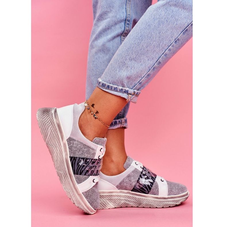 Calçados Esportivos Femininos Tênis de Couro Maciejka 04448-03 branco cinza 1