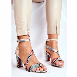 Sandálias femininas de salto alto Sergio Leone Red Snake SK870 vermelho multicolorido 1