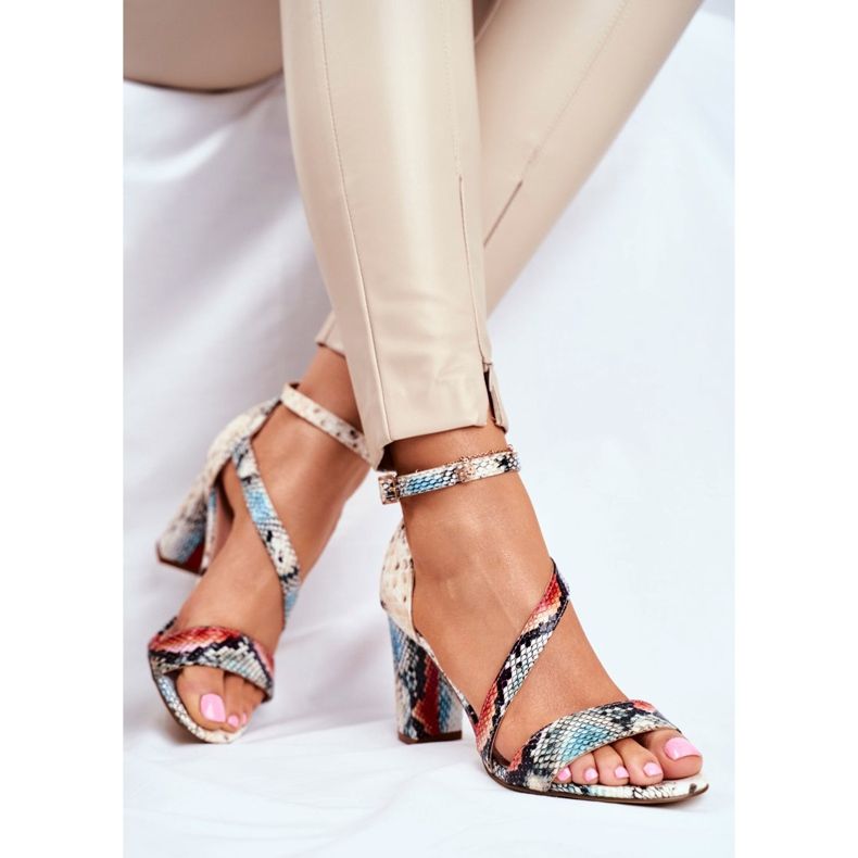 Sandálias femininas de salto alto Sergio Leone Red Snake SK870 vermelho multicolorido 2