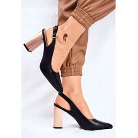 Sapatilhas Femininas com Salto Aberto Sergio Leone Preto PB218 amarelo 1