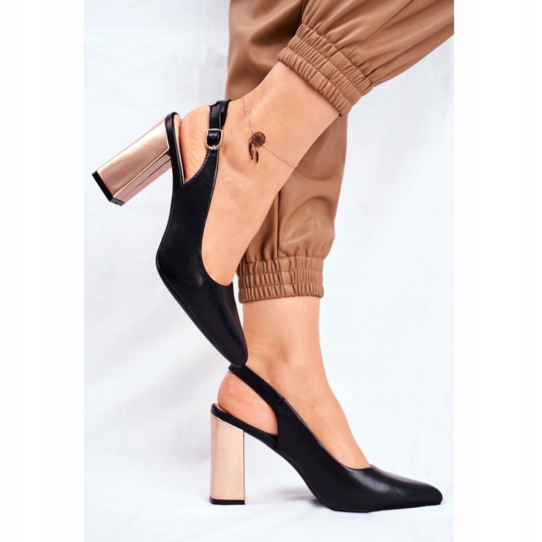 Sapatilhas Femininas com Salto Aberto Sergio Leone Preto PB218 amarelo 1