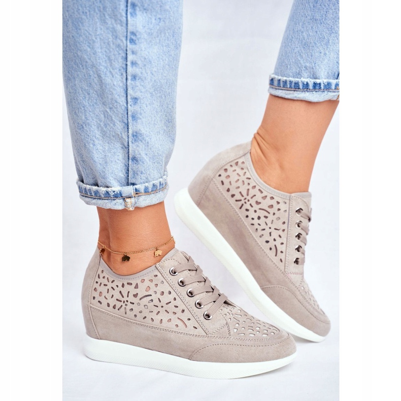 Tênis feminino Sergio Leone cinza Openwork PB122 1