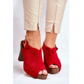 Sandálias femininas de salto alto Sergio Leone SK855 Red Senillo vermelho 2