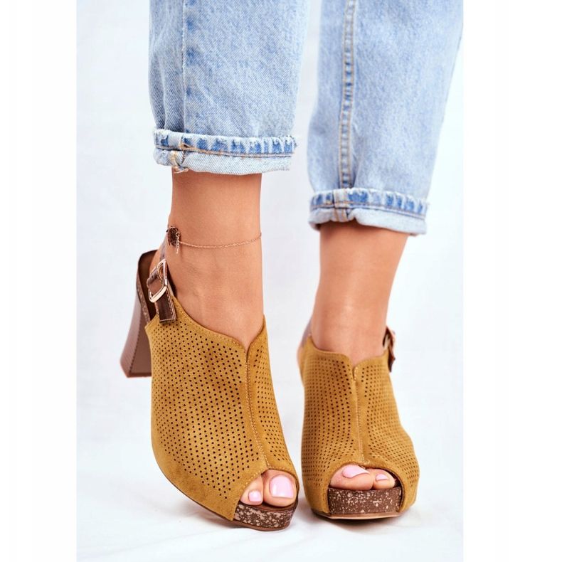 Sandálias femininas de salto alto Sergio Leone SK855 Yellow Senillo amarelo 2