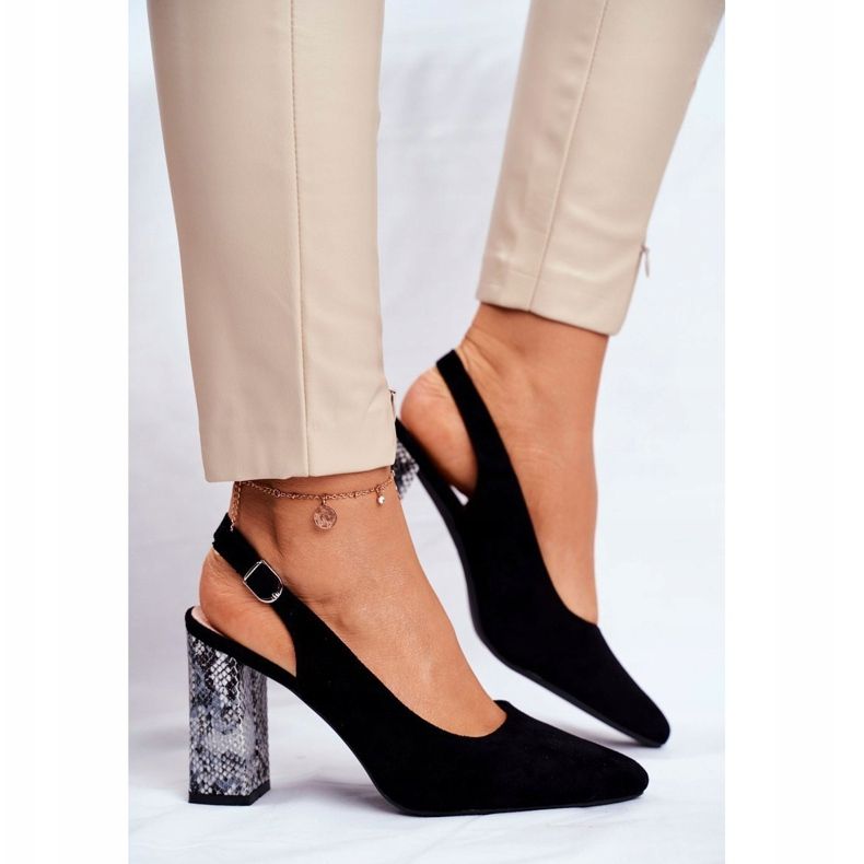 Bombas femininas com salto aberto Sergio Leone Black Snake PB218 preto 1