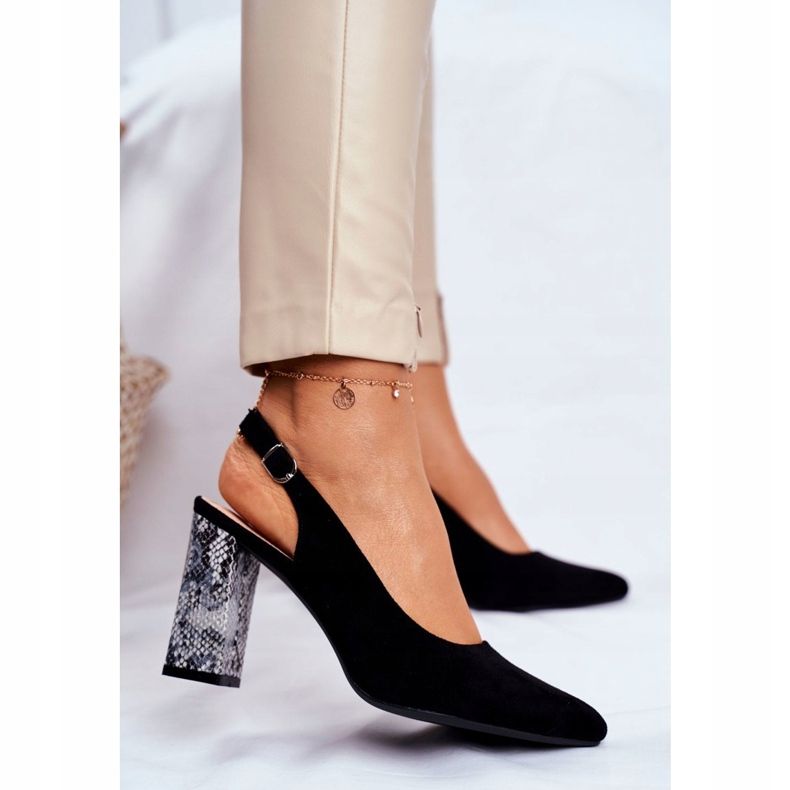 Bombas femininas com salto aberto Sergio Leone Black Snake PB218 preto 2