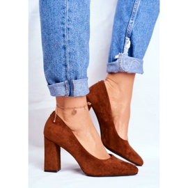 Sapatos de salto feminino Sergio Leone Camel PB216 marrom 2